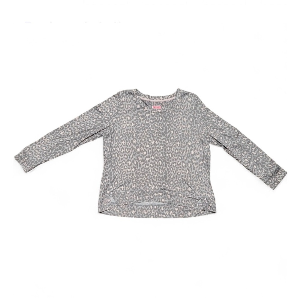 Kate Spade New York Leopard Print Long Sleeve Top Women's Size L Gray Pink